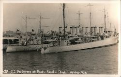 U.S. Destroyers at Dock - Pacific Fleet Postcard