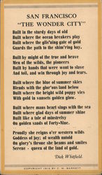 San Francisco "The Wonder City" Postcard