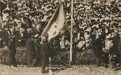 Pres. Taft raising PPIE Flag Postcard