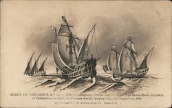 Fleet of Columbus at sea, 1492 Postcard