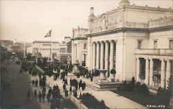 Large Crowds Outside of Large Buildings Postcard