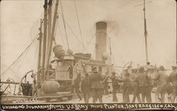 Unloading Submarine Mines. U.S. Army Mine Planter Postcard