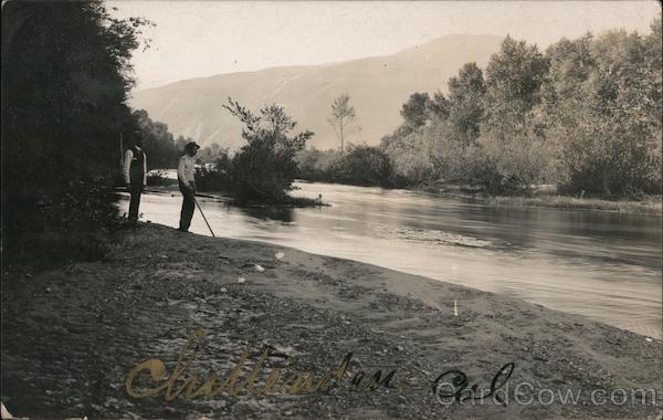 Two Men Standing on the River Bank Chittenden California