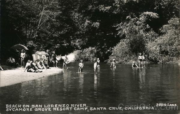 Beach on San Lorenzo River, Sycamore Grove Resort Camp Santa Cruz California