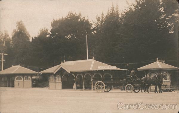 Del Monte Depot and Man with Horses and Cart Monterey California