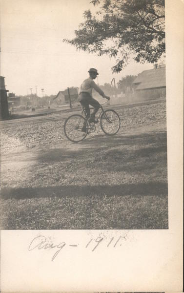 Man on Bicycle, August 1911 Pacific Grove California