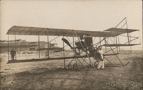 F. Wiseman, Aviator and Plane 1st Airmail Flight 1911 Santa Rosa Pismo Beach California