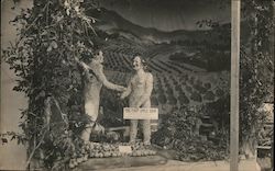 The First Apple Show Adam and Eve Display Postcard
