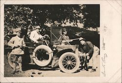 Four Men With Guns Posing On and Near a Car 09 Postcard