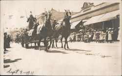 A Street Lined with People Watching a Parade Postcard