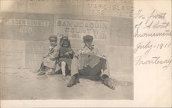 Man and Children at Sloat Monument Postcard