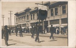 Labor Day Parade Men from Plumbers, Gas, and Steam Fitters Union Marching Postcard
