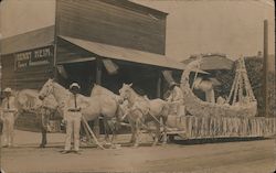 White Horses, Parade Float, Henry Heim Groceries Postcard