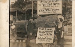 Luther Burbank and Ollie Bockee, 5560 Pound Petrified Block of Wood Postcard