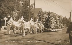 The Queens Float, Santa Rosa Carnival 1911 California Beck Photo Postcard Postcard Postcard