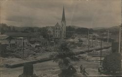 Aerial View of Street and Church Postcard