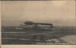 Glenn Curtiss Leaving Ground in Record Time Postcard