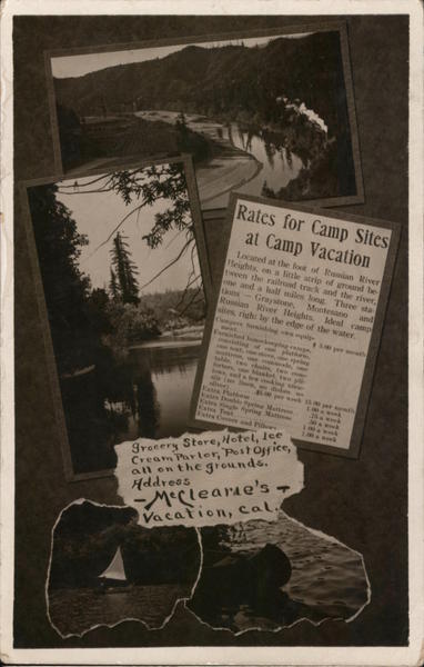 Rates for Camp Sites at Camp Vacation Monte Rio California