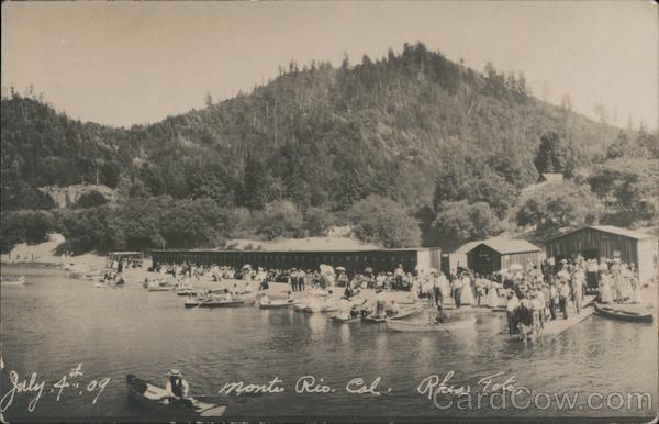 July 4th 1909, People in Canoes Monte Rio California