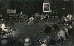 Camp Fire Scene, Bohemian Grove Postcard