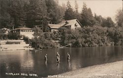 Bathing in Russian River at Highland Dell Hotel Postcard