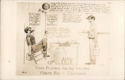 Town Plumber and His Helper Cartoon Postcard