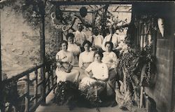 Cresent Crag porch with family picture Monte Rio Calif Postcard