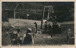Sandy Beach and Steel Bridge Postcard
