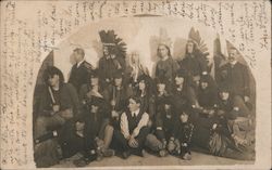 A Large Group of People, Some Wearing Headdresses Postcard