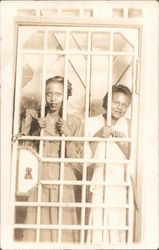 Two Women Behind Bars at Fair Postcard