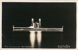 Illuminated Dreadnought Newport News, VA Battleships Brown Bros. Photo Postcard Postcard Postcard