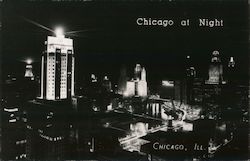 Chicago at Night Illinois Postcard Postcard Postcard