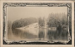 View of Lake and Snowy Forest Postcard