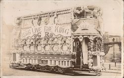 Long Live the King Decorated Double Decker Streetcar Postcard
