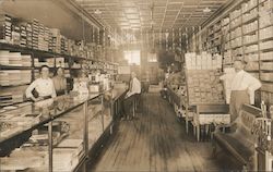 Workers in Fabric Store Interior Postcard