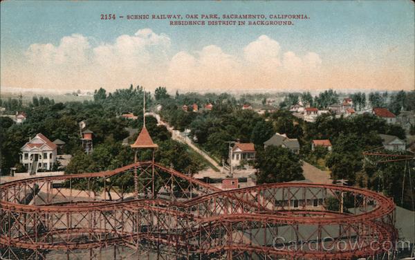 Scenic Railway, Oak Park, Residence District in Background Sacramento California
