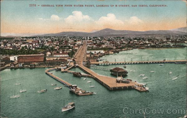 General View from Water Front, Looking Up H Street San Diego California