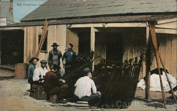 Fishermen Repairing Nets Santa Cruz California
