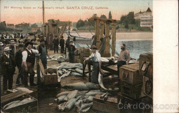 Morning Scene on Fisherman's Wharf Santa Cruz California