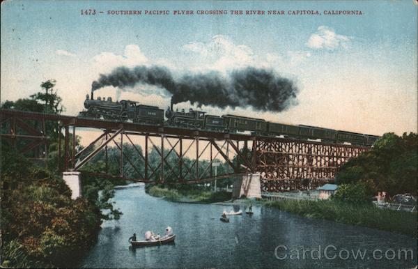 Southern Pacific Flyer Crossing the River Capitola California