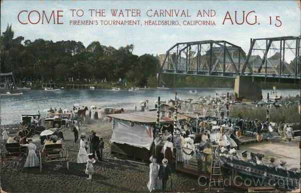 Water Carnival and Firemen's Tournament - Aug. 15, 1908 Healdsburg California