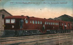 Southern Pacific Motor Car and U.S. Mail Car Postcard
