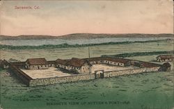 Birdseye View of Sutter's Fort Postcard