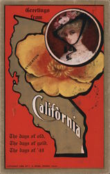 Greetings from California - The days of old, The das of gold, The days of '49 Stockton, CA Postcard Postcard Postcard