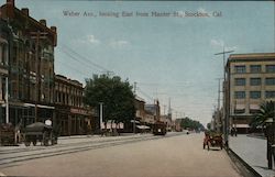 Weber Ave., looking East from Hunter St., Stockton, Cal. Postcard