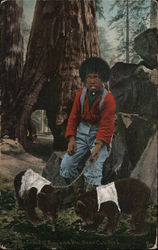 1991 - Indian Boy and His Bear Cub Pets Postcard