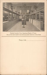 Partial Interior View, American Bank of Tracy Postcard