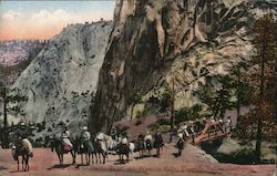 Horseback Riding - On the Trail to Glacier Point via Nevada Falls Postcard