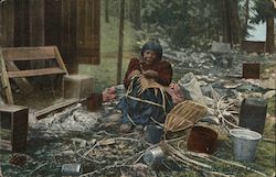 Mary At Home, Making Baskets Postcard