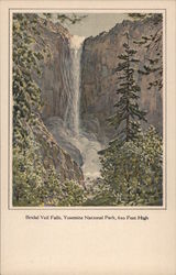 Bridal Veil Falls, 620 Feet High Yosemite, CA Postcard Postcard Postcard